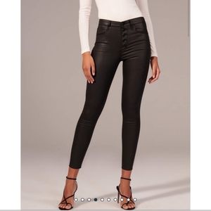 A&F Coated High Rise Super Skinny Ankle Jeans